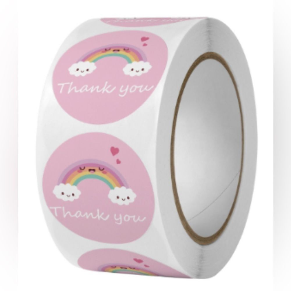 1" patterned "Thank You" stickers - Small Business/Baby Shower THANK YOU STICKER - Picture 3 of 4